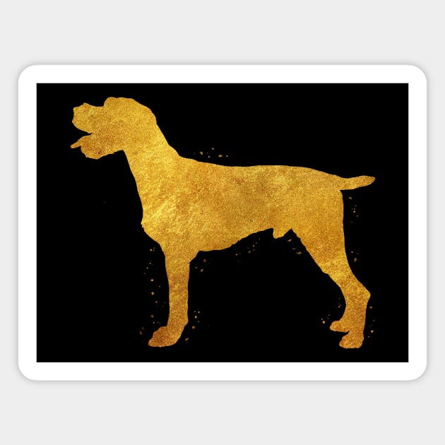 German Wirehaired Pointer golden art Magnet by Yahya Art